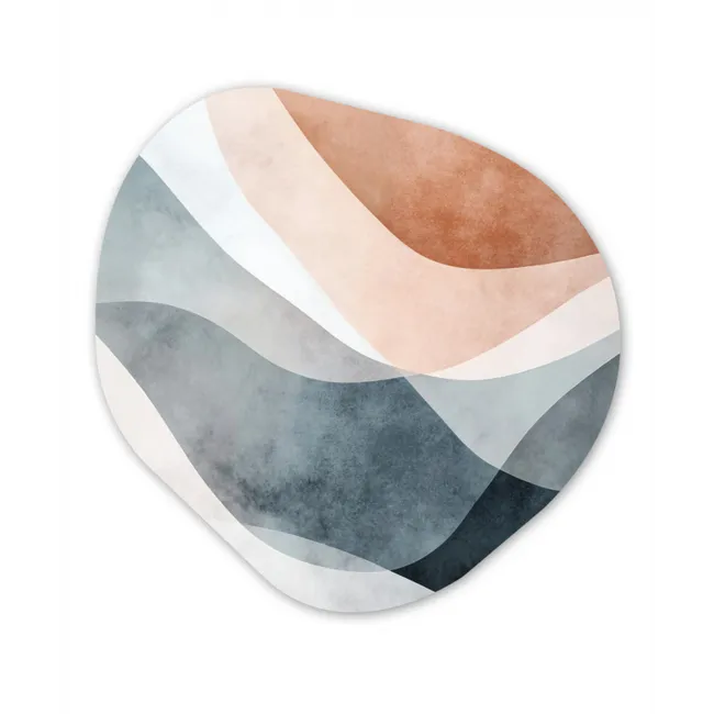 Abstract - Golven - Blauw Wandcirkel Organisch Forex 3mm klein -3d