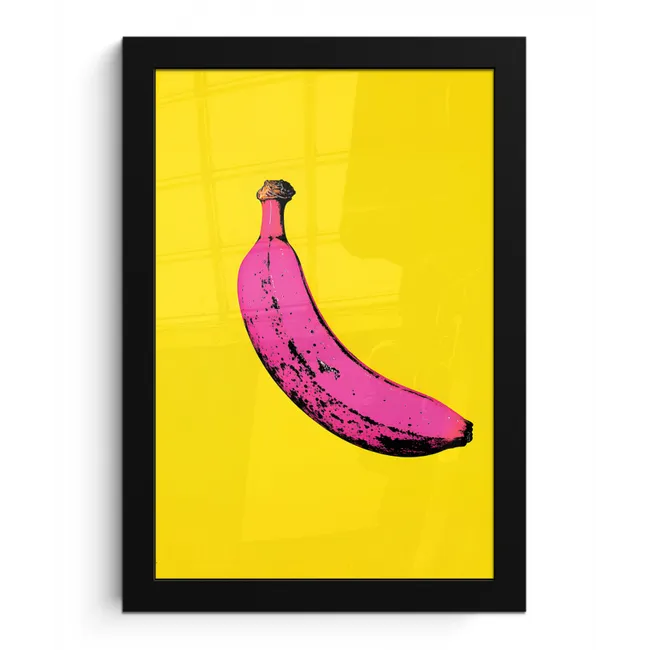 Banaan - Grafisch - Geel fotolijst zwart zonder passe partout klein -3d