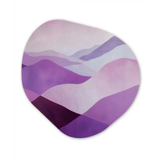 Abstract - Heuvels - Landschap - Paars Wandcirkel Organisch Forex 3mm klein -3d