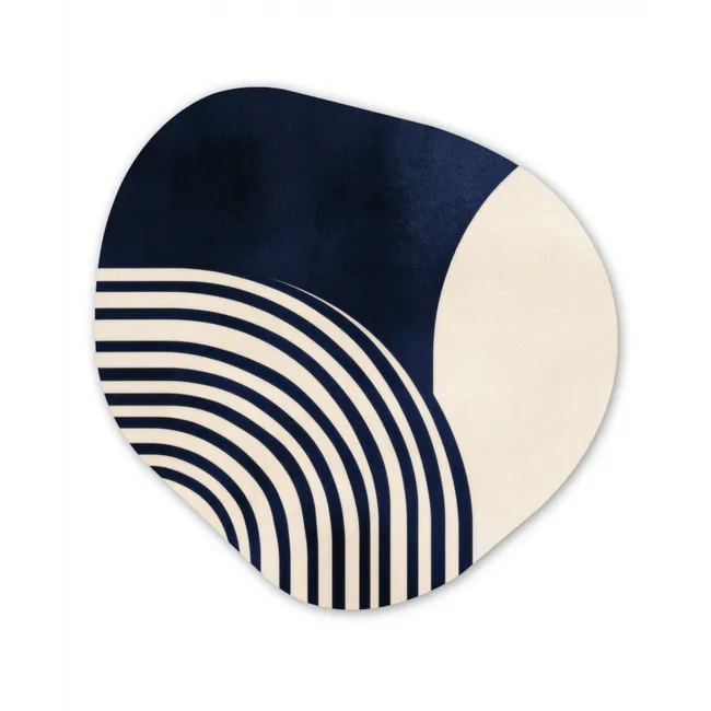 Donkerblauw - Abstract - Lijnen Wandcirkel Organisch Forex 3mm klein -3d