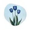 Tulpen - Blauw - Bladeren Wandcirkel Organisch Forex 3mm klein -3d