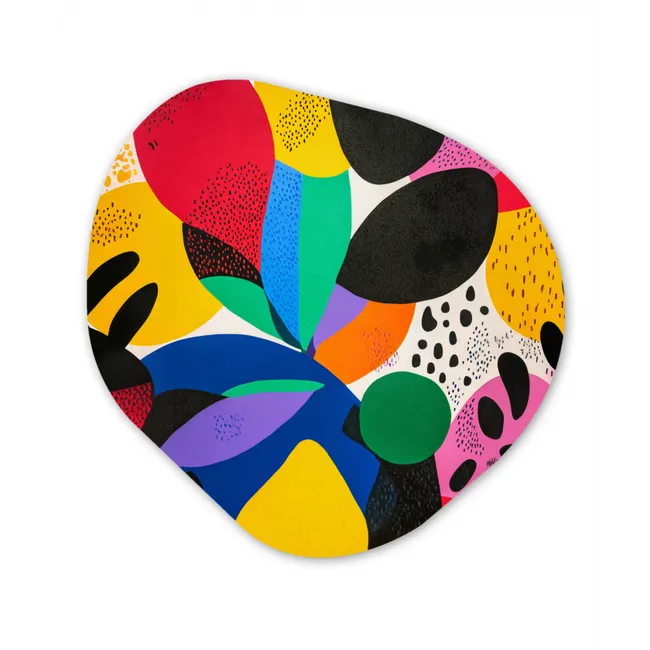 Vormen - Stippen - Kleurrijk Wandcirkel Organisch Forex 3mm middel -3d