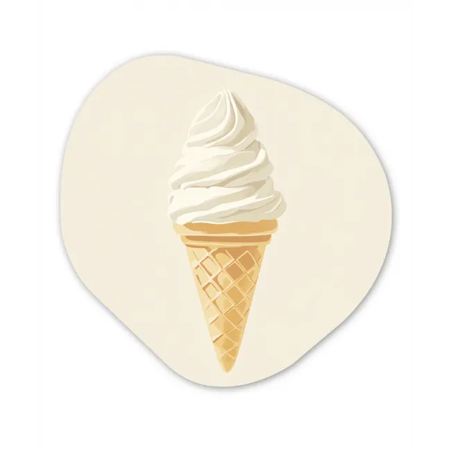 Softijs - Hoorntje - Wit Wandcirkel Organisch Forex 3mm klein -3d