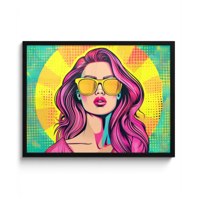 Zonnebril - Vrouw - Zonnig - Geel fotolijst zwart zonder passe partout middel -3d