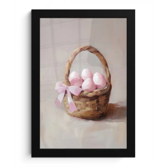 Mand - Eieren - Roze fotolijst zwart zonder passe partout klein -3d