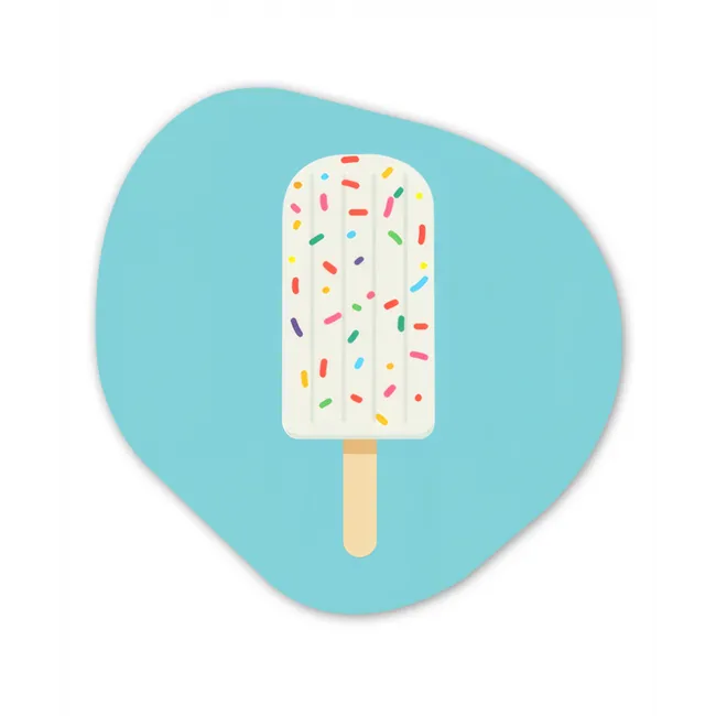 Ijsje - Stokje - Sprinkles - Lichtblauw Wandcirkel Organisch Forex 3mm middel -3d