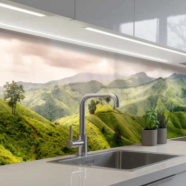 Küchenrückwand - Landschaft - Hügel - Grün