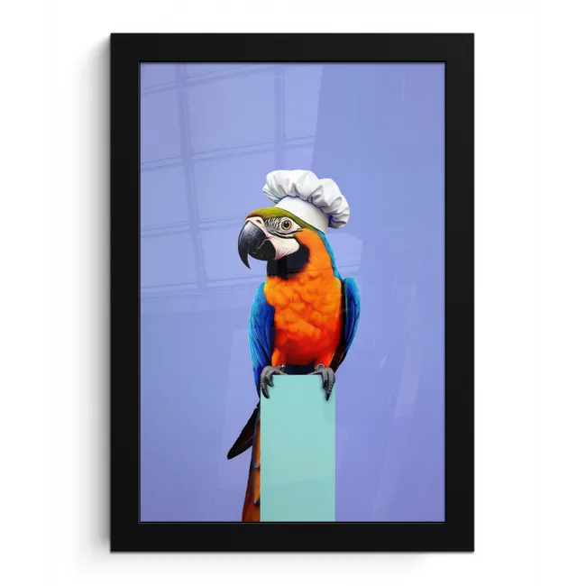 Papegaai - Koksmuts - Vogel - Leuk fotolijst zwart zonder passe partout klein -3d