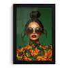 Vrouw - Groen - Modern - Bril - Abstract fotolijst zwart zonder passe partout klein -3d