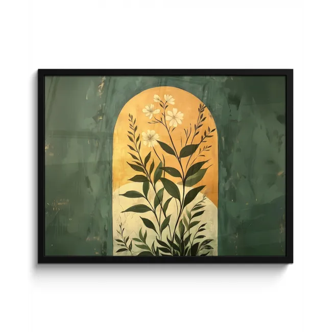 Plant - Bloemen - Wit fotolijst zwart zonder passe partout middel -3d