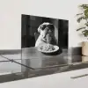 Hond - Bulldog - Pasta - Bril - Stoer - Dieren Spatscherm Aluminium klein -zzproduct_nieuw