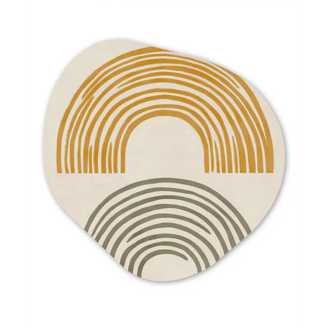 Bogen - Lijnen - Oranje - Minimalistisch Wandcirkel Organisch Forex 3mm klein -3d