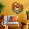 Koffie - Kop - Vintage - Quote Wandcirkel Organisch Forex 3mm middel -sfeer4