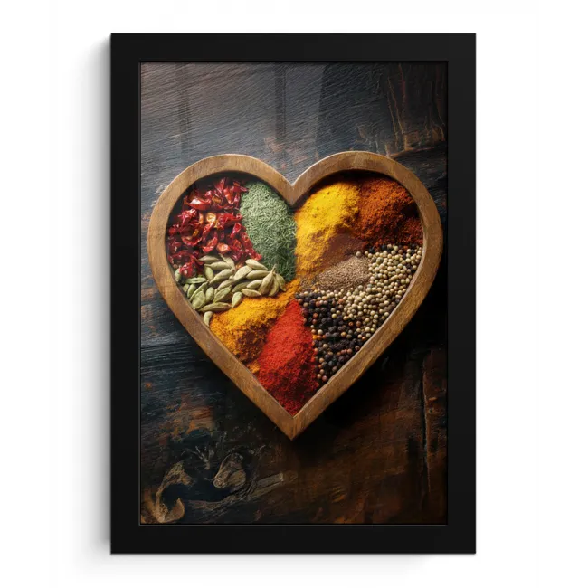 Houten - Hart - Kleurrijke - Specerijen fotolijst zwart zonder passe partout klein -3d