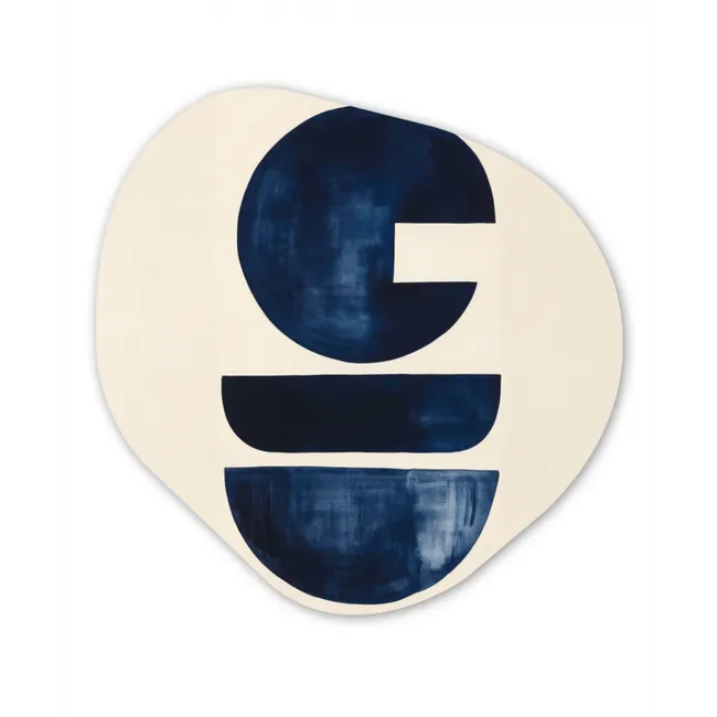 Vormen - Blauw - Abstract Wandcirkel Organisch Forex 3mm middel -3d