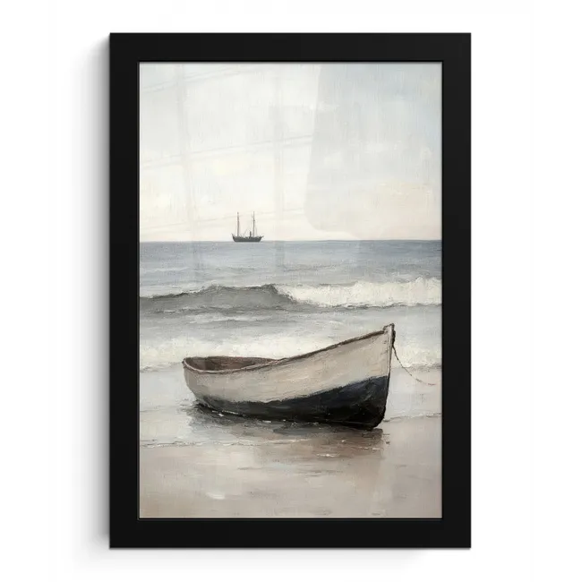 Roeiboot - Zee - Horizon fotolijst zwart zonder passe partout klein -3d
