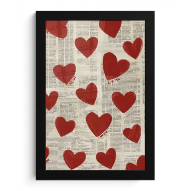 Hartjes - Krant - Loveyou fotolijst zwart zonder passe partout klein -3d