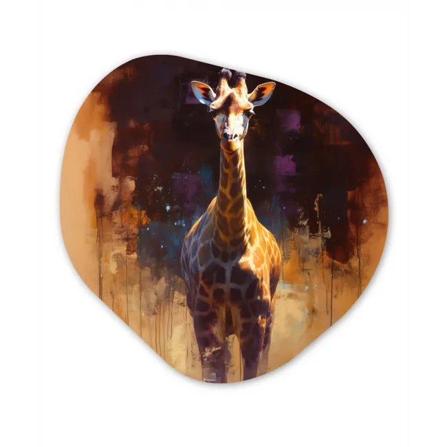 Giraf - Bruin - Abstract - Geschilderd Wandcirkel Organisch Forex 3mm middel -3d