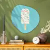 Ijsje - Stokje - Sprinkles - Lichtblauw Wandcirkel Organisch Forex 3mm middel -sfeer2