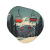 Sneeuw - Skilift - Rood - Bomen Wandcirkel Organisch Forex 3mm klein -3d