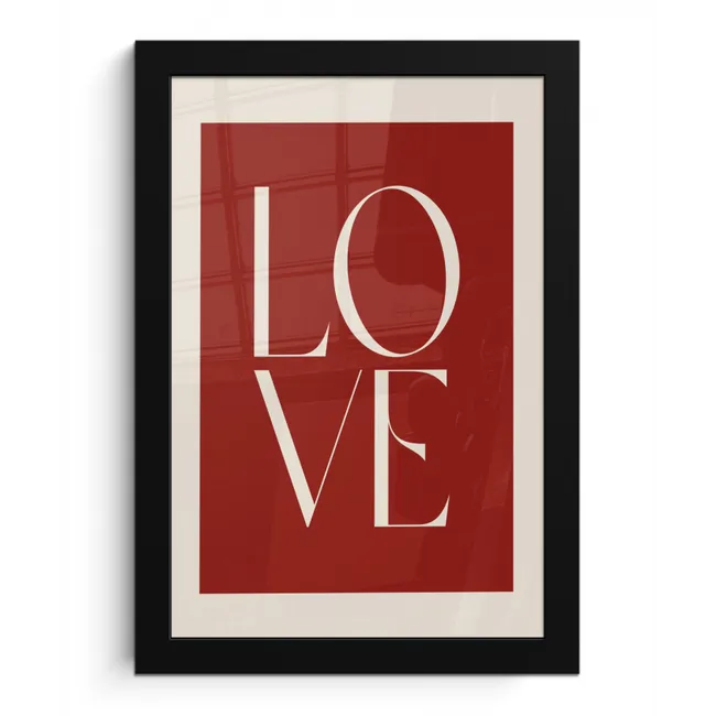 Love - Rood - Minimalistisch fotolijst zwart zonder passe partout klein -3d