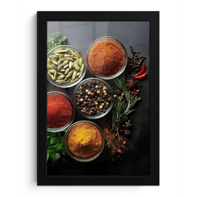 Glazen - Bakjes - Blaadjes - Kruiden fotolijst zwart zonder passe partout klein -3d