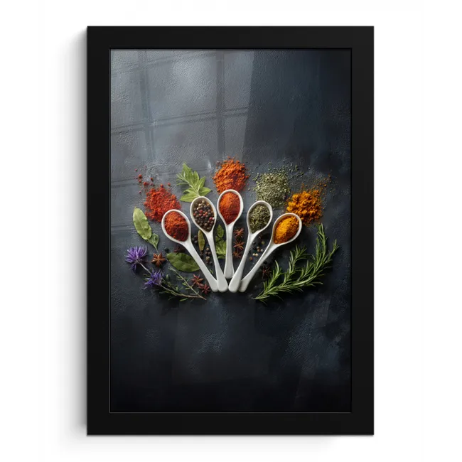 Lepels - Wit - Poeder - Kruiden fotolijst zwart zonder passe partout klein -3d