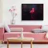 Flamingo - Roze - Neon - Licht fotolijst zwart zonder passe partout middel -sfeer5