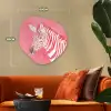 Zebra - Pink - Verf Wandcirkel Organisch Forex 3mm middel -sfeer3