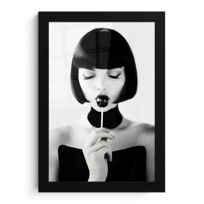 Vrouw - Lolly - Zwart - Wit fotolijst zwart zonder passe partout klein -3d