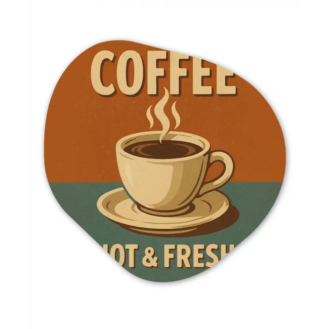 Koffie - Kop - Vintage - Quote Wandcirkel Organisch Forex 3mm middel -3d