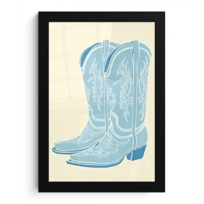 Illustratie - Cowboylaarzen - Patroon fotolijst zwart zonder passe partout klein -3d