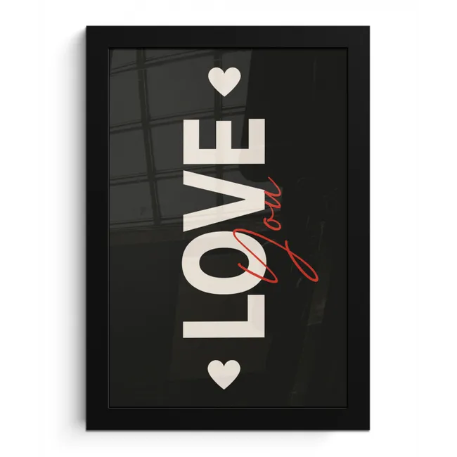 Love - Rood - Valentijn fotolijst zwart zonder passe partout klein -3d