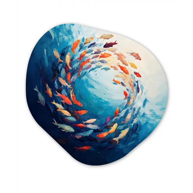 Zee - Vissen - Kleurrijk - Dynamisch Wandcirkel Organisch Forex 3mm middel -3d