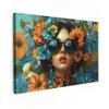 Vrouw - Bloemen - Oranje - Blauw - Modern canvas 2cm klein -z3d