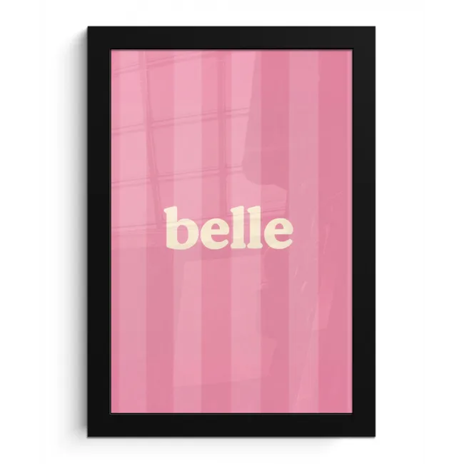 Roze - Gestreept - Belle fotolijst zwart zonder passe partout klein -3d