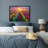 Tulpenveld - Zonsondergang - Kleurrijk fotolijst zwart zonder passe partout middel -sfeer3
