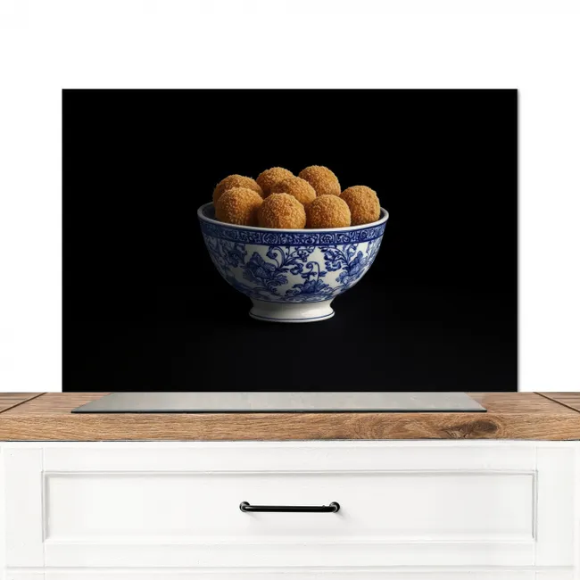 Delfts blauw - Bitterballen - Holland - Schaal Spatscherm Aluminium middel -3d_zonderpan