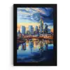 Zonsondergang Frankfurt - Stad - Skyline - Water fotolijst zwart zonder passe partout klein -3d