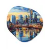 Zonsondergang Frankfurt - Stad - Skyline - Water Wandcirkel Organisch Forex 3mm klein -3d