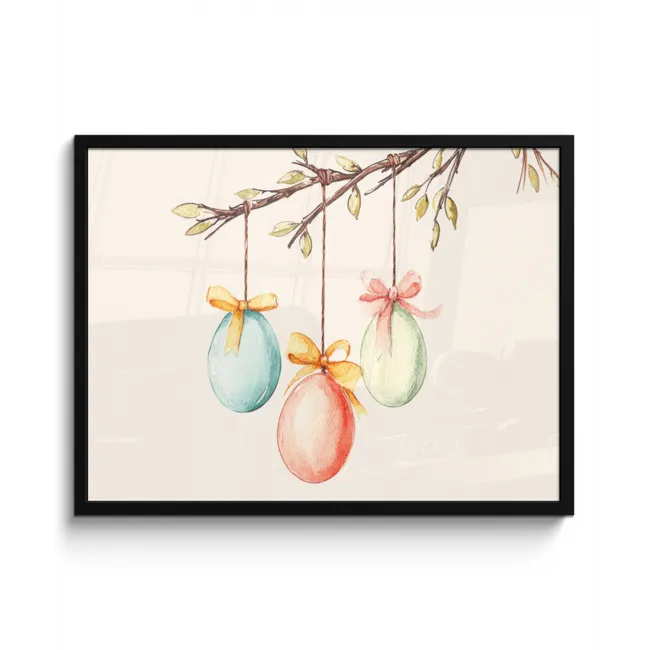 Paastak - Strikje - Eieren fotolijst zwart zonder passe partout middel -3d