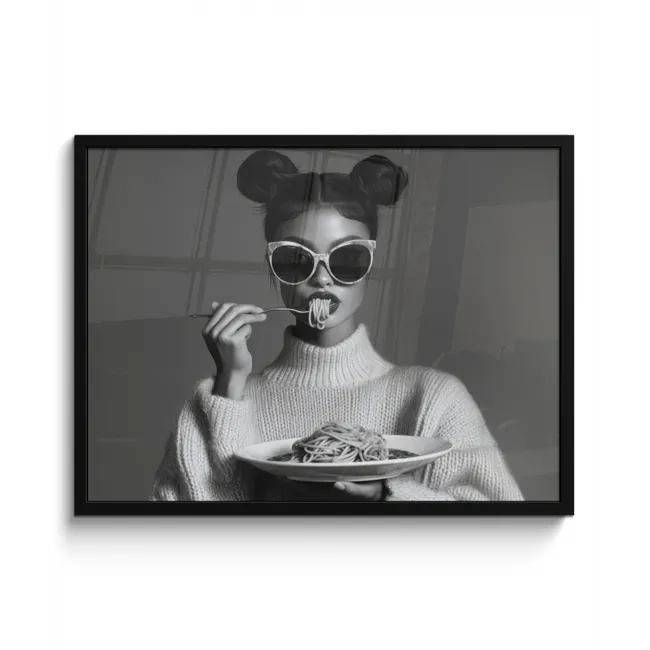 Vrouw - Pasta - Zonnebril fotolijst zwart zonder passe partout middel -3d