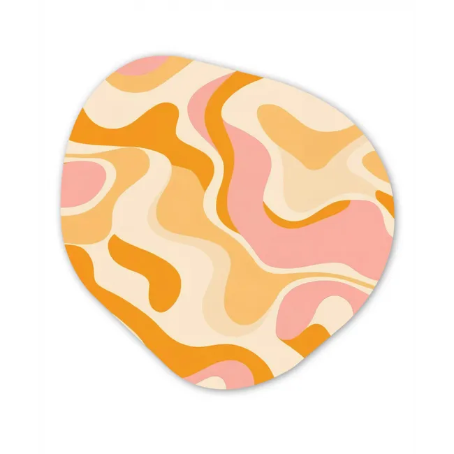Abstract - Golvend - Oranje Wandcirkel Organisch Forex 3mm middel -3d