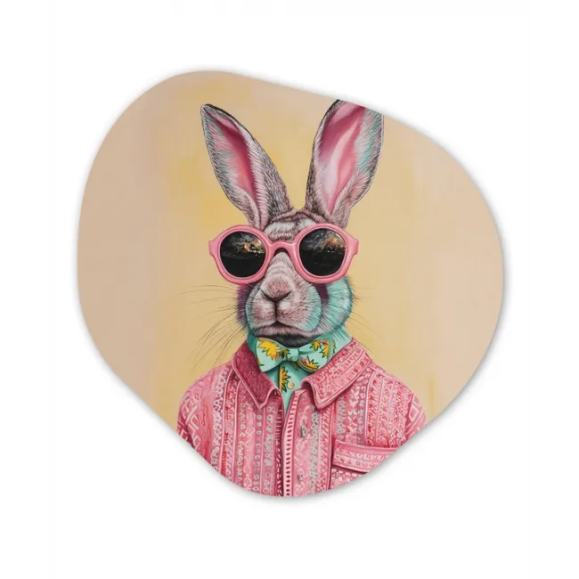 Grijs - Konijn - Blouse - Strik Wandcirkel Organisch Forex 3mm middel -3d