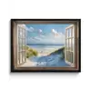 Doorkijk - Strand - Raam - Duinen - Zee fotolijst zwart zonder passe partout middel -3d