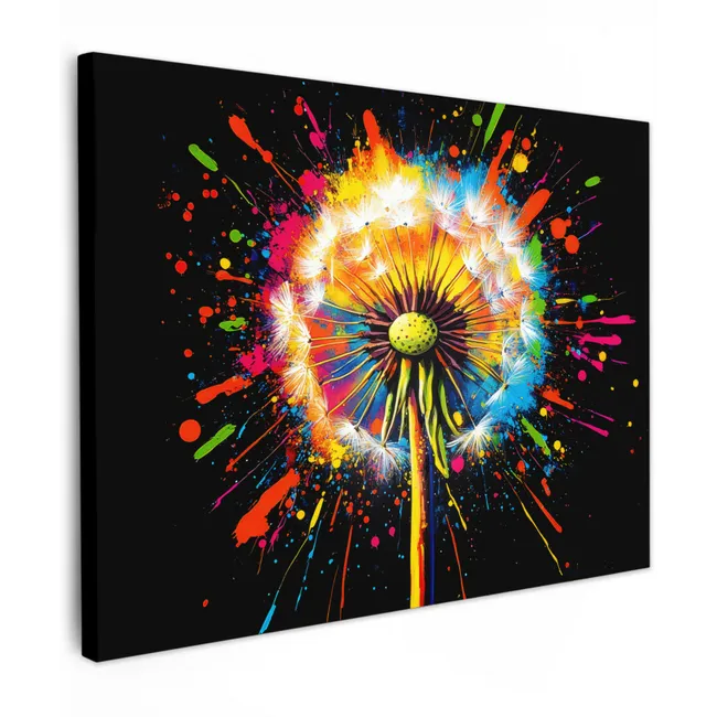 Leinwandbild - Löwenzahn - Graffiti - Farbenfroh - Blumen - Natur