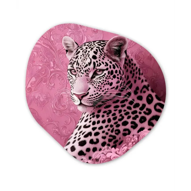 Panter - Luxe - Roze Wandcirkel Organisch Forex 3mm klein -3d