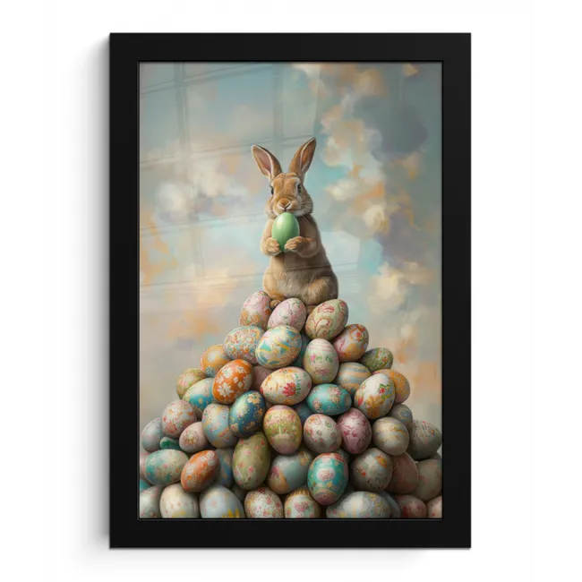 Konijn - Eieren - Kleurrijk fotolijst zwart zonder passe partout klein -3d