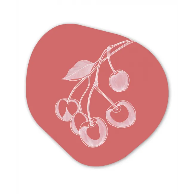 Lijnillustratie - Kersen - Tak - Wit Wandcirkel Organisch Forex 3mm klein -3d