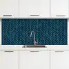 Visgraatmotief - Tegels - Diepblauw keuken achterwand 2 middel 871 -3d
